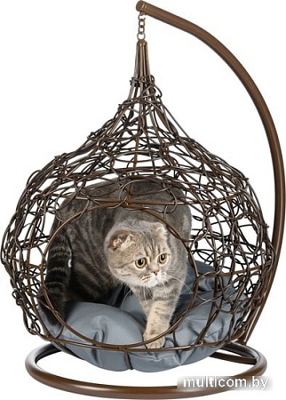 Подвесное кресло BiGarden кокон из искусственного ротанга (коричневый)