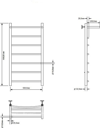 Полотенцесушитель Aquanet Romeo 100x50 281992 (с полкой, правый)