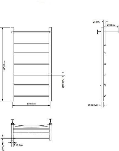 Полотенцесушитель Aquanet Romeo 100x50 281992 (с полкой, правый)