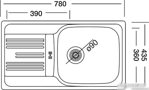 Кухонная мойка Kromevye EC 199 D (чаша справа)