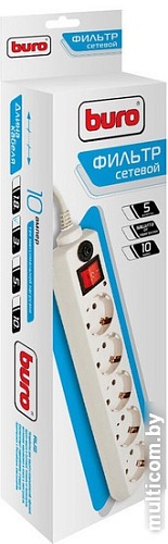 Сетевой фильтр Buro 5 розеток, белый, 3 м [500SH-3-W]