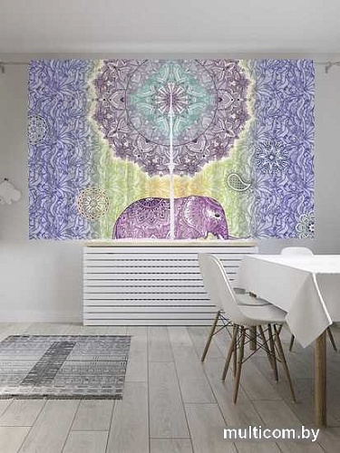 Комплект штор JoyArty Идущие украшенные слоны Oxford DeLux 1.45x1.8 м (2 шт)