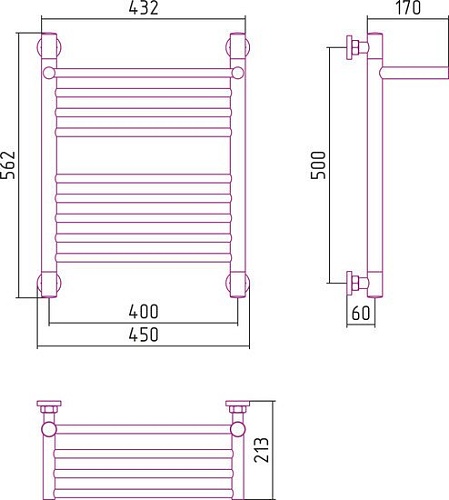 Полотенцесушитель Сунержа Богема с полкой+ 500x400 00-0223-5040