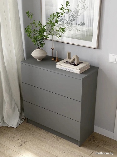 Комод Горизонт Нео 760 3 ящика (серый графит)