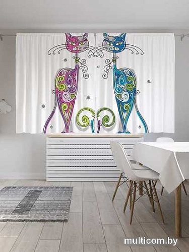 Комплект штор JoyArty Кошачья комбинация 1.45x1.8 м pox_9651_145x180 (2 шт)