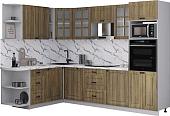 Готовая кухня Интерлиния Мила Деко 1.88x2.8 LV (дуб вотан/дуб вотан/белый гранит)