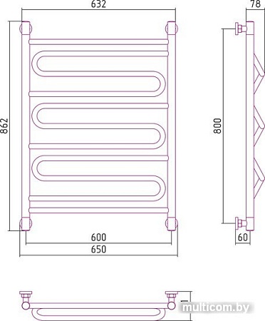Полотенцесушитель Сунержа Элегия+ 800x600 00-0205-8060