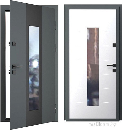 Металлическая дверь Guard Inox Black 96x205 (правая, графит/экосатин белый)