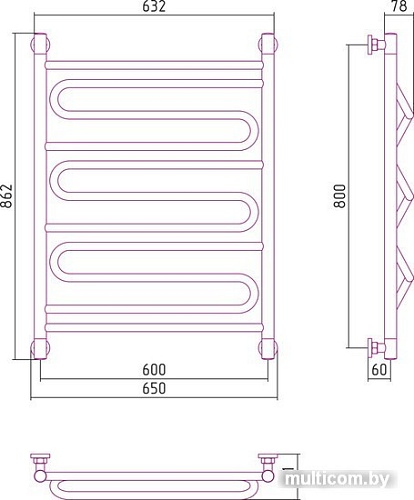 Полотенцесушитель Сунержа Элегия+ 800x600 00-0205-8060