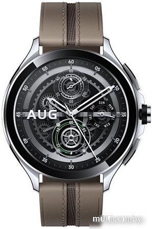 Умные часы Xiaomi Watch 2 Pro LTE (серебристый, с коричневым кожаным ремешком, международная версия)