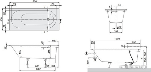 Ванна Villeroy & Boch Oberon 180x80 [UBQ180OBE2V-01]