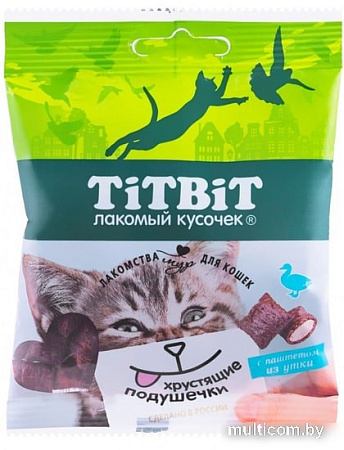 Лакомство для кошек TiTBiT Хрустящие подушечки с паштетом из утки 30 г