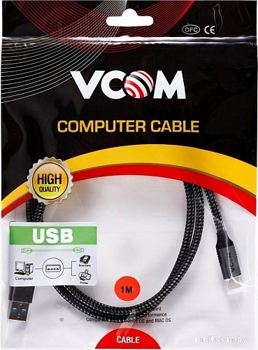 Кабель VCOM CU401M-1M USB 3.2 Gen2 Type-A - USB 3.1 Type-C (1 м, черный)