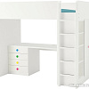Кровать-чердак Ikea Стува/Фолья 200x90 (4 ящика, 2 дверцы, белый) 792.752.42