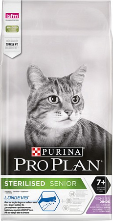 Сухой корм для кошек Pro Plan Sterilised Senior Longevis с индейкой 10 кг
