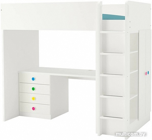 Кровать-чердак Ikea Стува/Фолья 200x90 (4 ящика, 2 дверцы, белый) 792.752.42