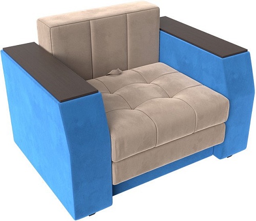 Кресло-кровать Лига диванов Атлантида 113844 (велюр, бежевый/голубой)