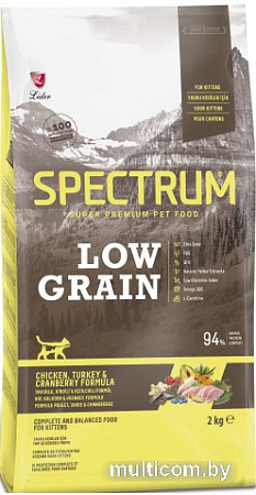 Сухой корм для кошек Spectrum Low Grain с курицей индейкой клюквой 2 кг