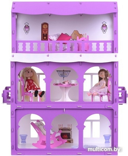 Кукольный домик Krasatoys Дом Бриджит с мебелью 000285 (белый/сиреневый)