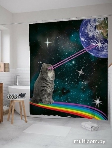 Шторка-занавеска для ванны JoyArty Кот пришелец sc_7359