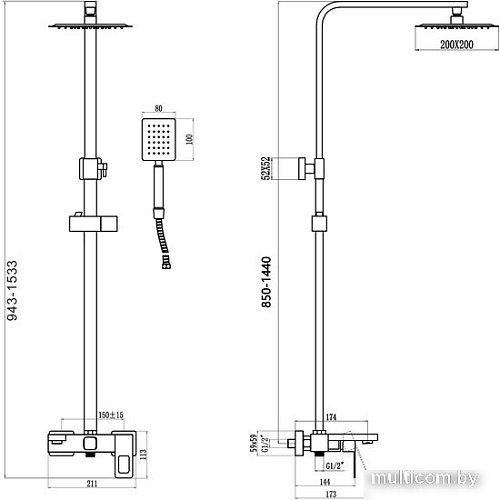 Душевая система Savol S-SUS5003H