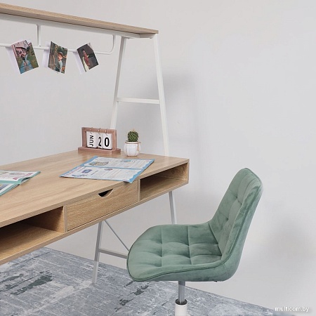 Стол AksHome Vector (светлый дуб/белый металл)