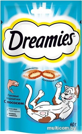 Лакомство для кошек Dreamies лакомые подушечки с лососем 60 г