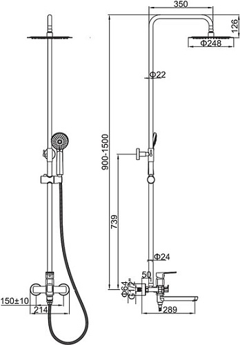 Душевая система Ledeme L2480B