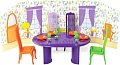 Мебель для кукольного домика Огонек Столовая комната с интерьером С-1483