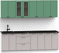 Готовая кухня Интермебель Лион-18 В-1 2.4м (мята софт/луна софт/сесамо)