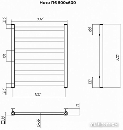 Полотенцесушитель TERMINUS Ното П6 500x600