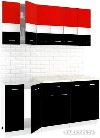 Кухня Кортекс-мебель Корнелия Экстра 1.7м (красный/черный/королевский опал)