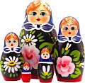 Развивающая игра Брестская Матрешка C георгинами и ромашками (набор 5 шт)