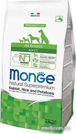 Корм для собак Monge All Breeds Adult Rabbit, Rice and Potatoes 2.5 кг