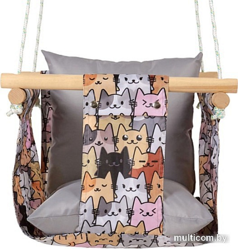 Подвесные качели Polini Kids Котики (серый)