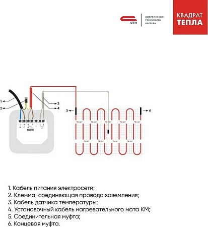 Нагревательный мат СТН КМ Light-525-3.5 7х0.5 м 525 Вт
