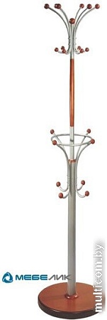 Вешалка для одежды Мебелик Д 2 (металлик/средне-коричневый)