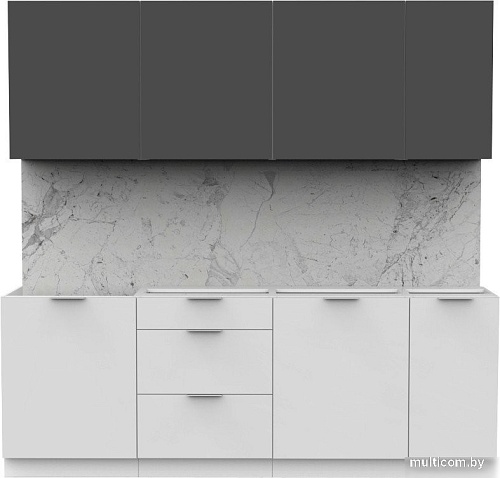 Готовая кухня Интермебель Микс Топ-7 2.2м без столешницы (графит серый/белый премиум)