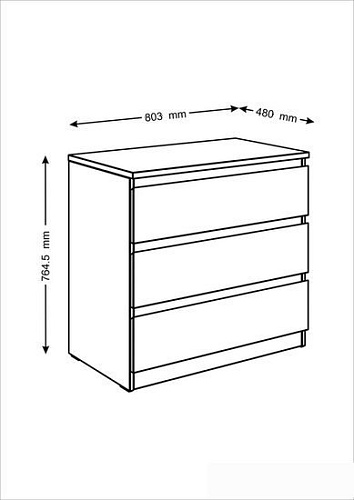 Комод Mio Tesoro Мальта 3 ящика 80x76 2.05.02.040.1 (белый)