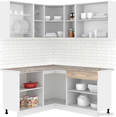 Готовая кухня Кортекс-мебель Корнелия Лира 1.5x2.0 (дуб сонома/марсель)