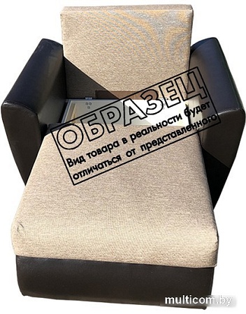 Кресло-кровать Асмана Квадро (кубики/рогожка серая кожзам черный)