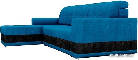 Угловой диван Mebelico Честер 61106 (левый, велюр, голубой/черный)