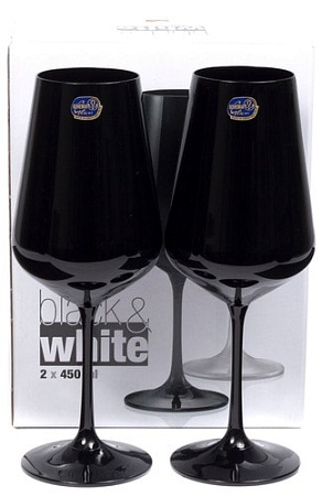 Набор бокалов для вина Bohemia Crystal Sandra Black/White 40728/D4653/450-2