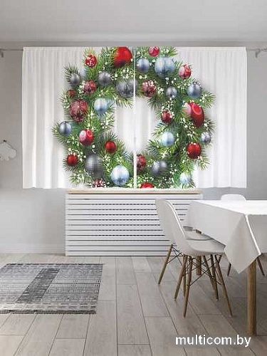 Комплект штор JoyArty Яркий праздничный венок Oxford DeLux 1.45x1.8 м (2 шт)