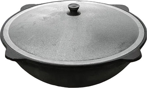 Казан Davr Metall Узбекский чугунный с крышкой, круглое дно (16 л)