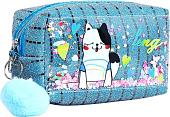 Косметичка Sima-Land Кот и сердечки. На молнии 9634964 (голубой)