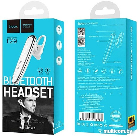 Bluetooth гарнитура Hoco E29 (белый)