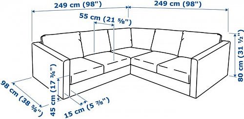Угловой диван Ikea Вимле 592.113.69 (фарста черный)
