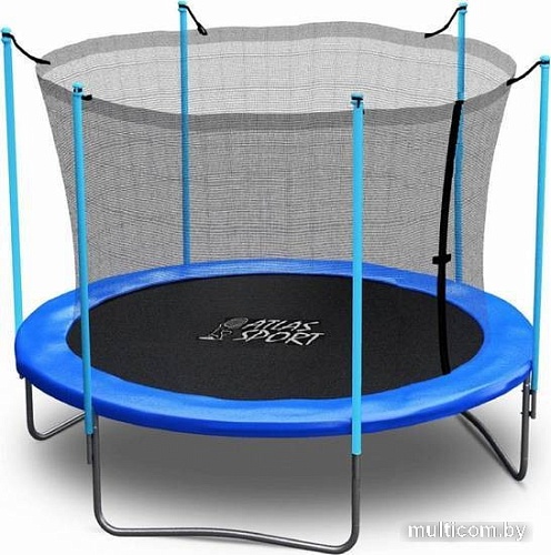 Батут Atlas Sport 252 см - 8ft (с лестницей, внутренняя сетка, синий)