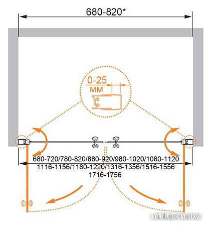 Душевая дверь Cezares ELENA-W-B-2-180-C-Cr